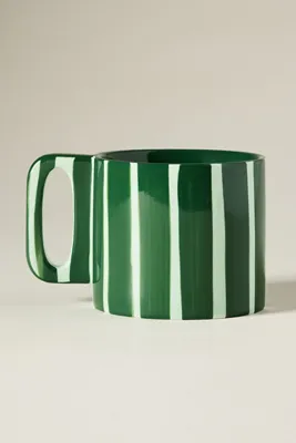 Sloane Striped Mug - Green, Stoneware by Anthropologie, image 2