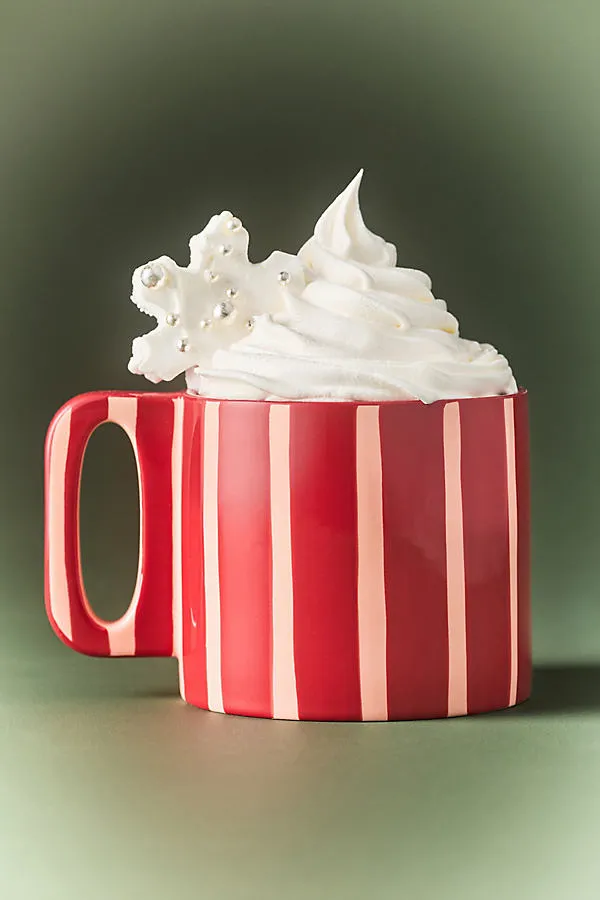Sloane Striped Stoneware Mug - Blue by Anthropologie