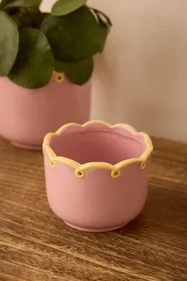 Small Scalloped Ceramic Planter - Pink product