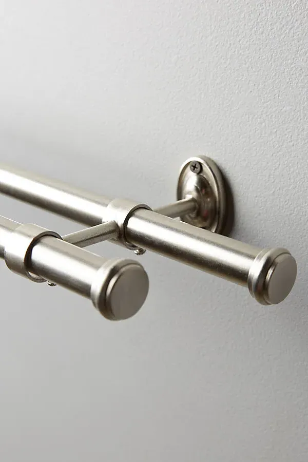 Smithery Adjustable Double Curtain Rod Small - Silver, Iron product