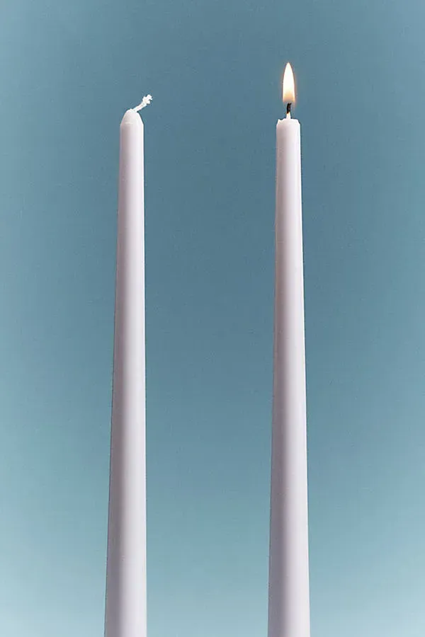 Smooth Taper Candle Set of 2 - Blue, Cotton by Anthropologie