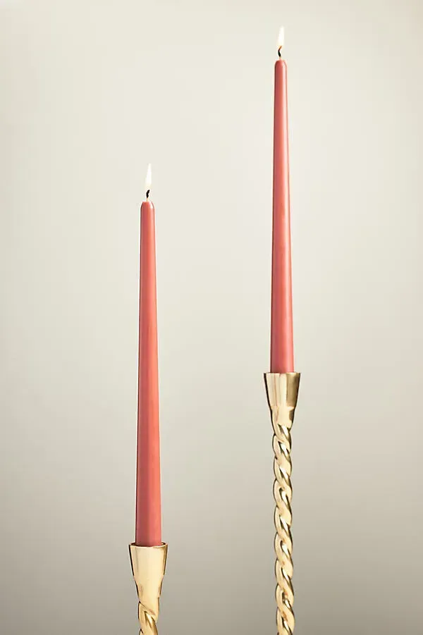Smooth Taper Candle Set of 2 - Brown, Cotton by Anthropologie
