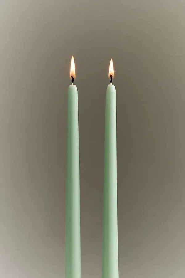 Smooth Taper Candle Set of 2 - Green, Cotton by Anthropologie