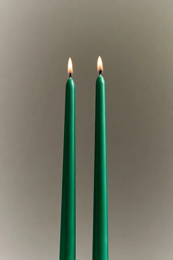 Smooth Taper Candle Set of 2 - Green, Cotton by Anthropologie