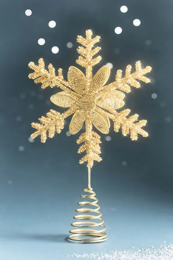 Snowflake Tree Topper - White, Metal by Anthropologie