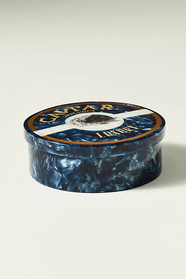Solar Eclipse Hand-Painted Lidded Trinket Box - Blue by Anthropologie