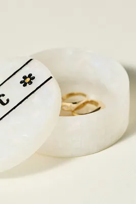 Solar Eclipse Hand-Painted Lidded Trinket Box - White by Anthropologie, alternate view