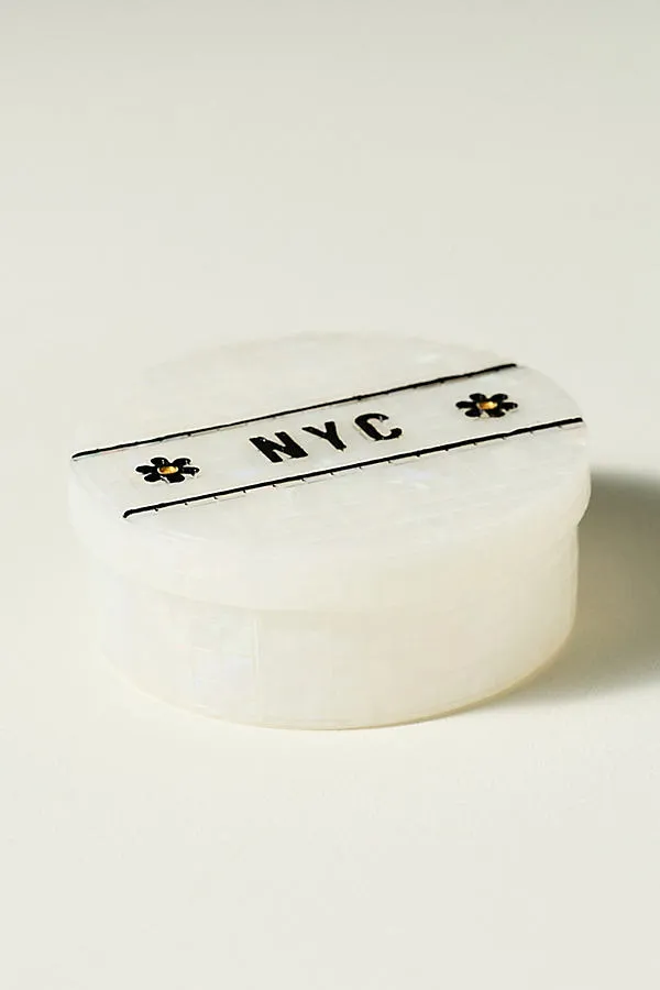 Solar Eclipse Hand-Painted Lidded Trinket Box - White by Anthropologie