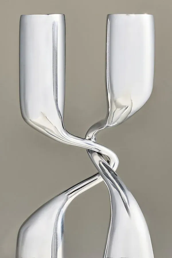 Solstice Chrome Candle Holder - Silver, Aluminium by Anthropologie, alternate view