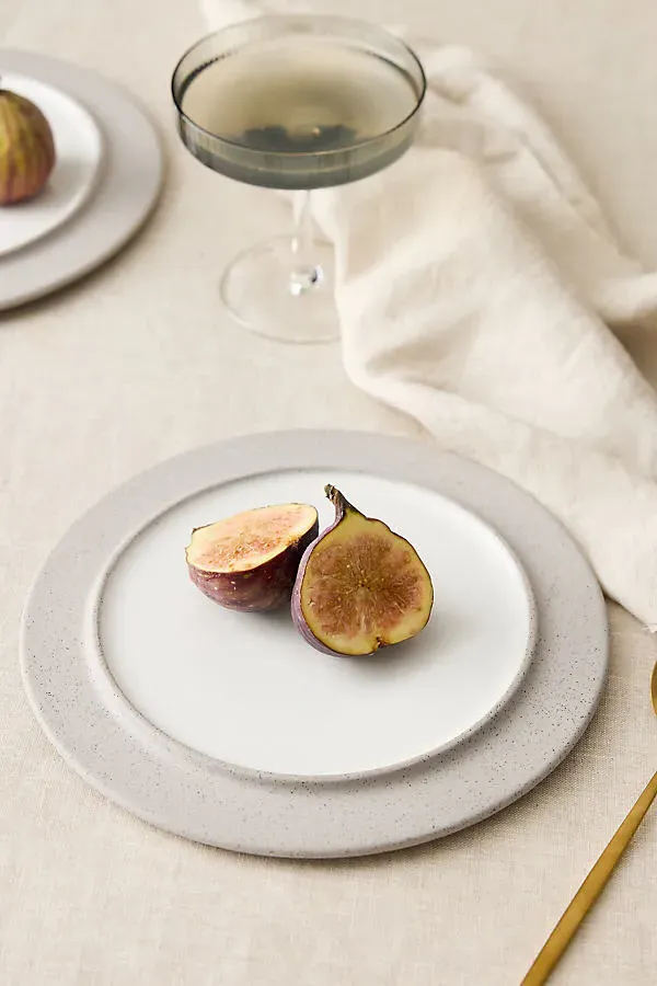 Sonae Reversible Dessert Plates Set of 2 - Grey, Glazed Clay by Anthropologie