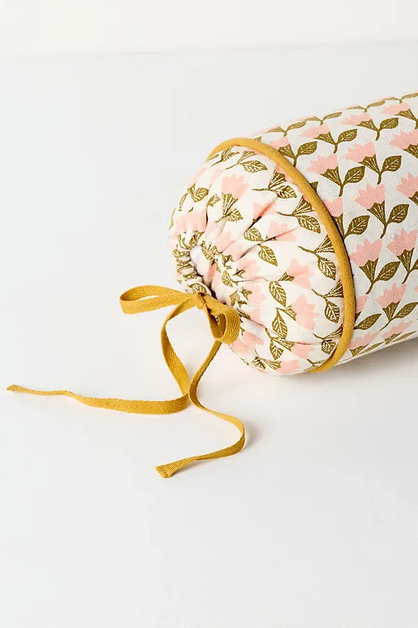 Sonny Floral Bolster Pillow - Yellow, Cotton product