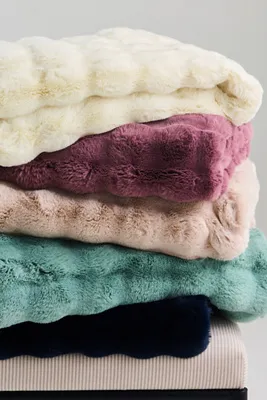 Sophie Scallop Carved Faux-Fur Throw Blanket - Polyester alternate view