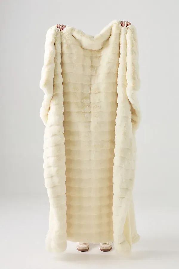 Sophie Scallop Carved Faux-Fur Throw Blanket - Polyester product