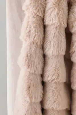 Sophie Scallop Faux Fur Throw - Beige, Polyester by Anthropologie, image 2