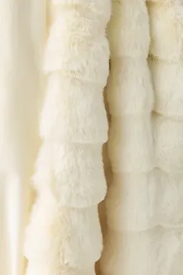 Sophie Scallop Faux Fur Throw - Yellow, Polyester by Anthropologie, alternate view