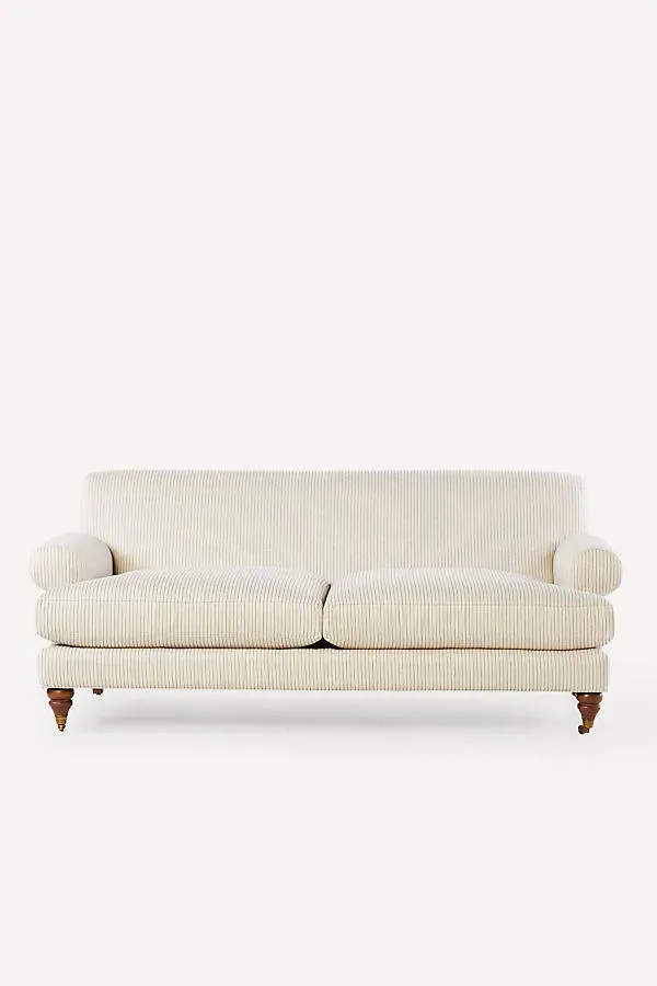Sorrento Stripe Willoughby 2-Seater Sofa - Grey, Polyester/Cotton by Anthropologie