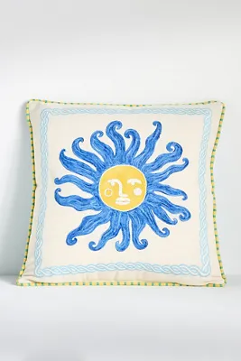 Soula Embroidered Indoor/Outdoor Cushion - Blue, Polyester product