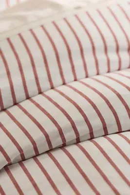 Spa Sateen Ruffled Duvet Cover - Red, Organic Cotton by Anthropologie, image 2