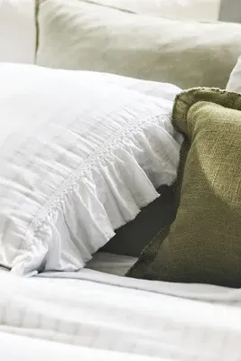 Spa Sateen Ruffled Pillow Shams Set of 2 - Green, Organic Cotton product
