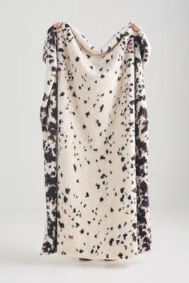 Speckle Printed Faux Fur Throw - Grey, Polyester by Anthropologie, image 2