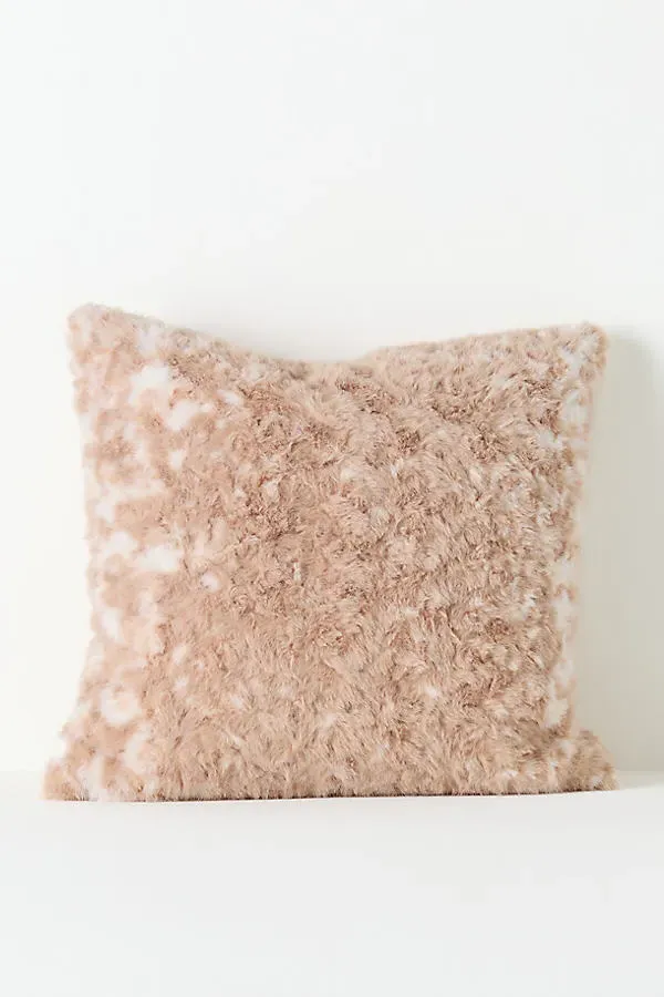 Speckled Faux-Fur Throw Cushion - Cream, Polyester product
