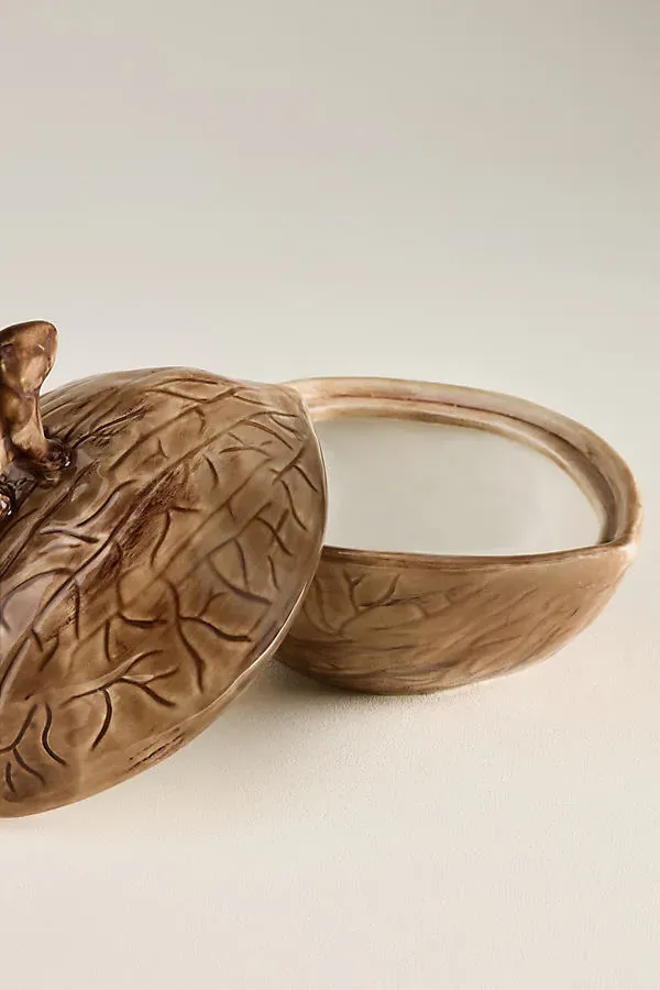 Squirrel Ceramic Lidded Nut Bowl - Brown product