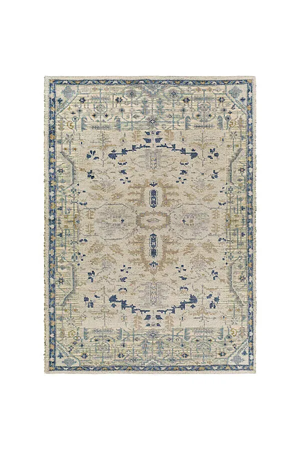 St. Moritz Large Hand-Knotted Rug - Blue, Wool-Blend by Anthropologie