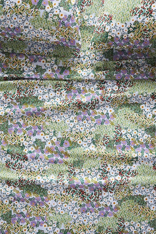 Standard Organic Cotton Sateen Printed Sheet Set - Purple by Anthropologie