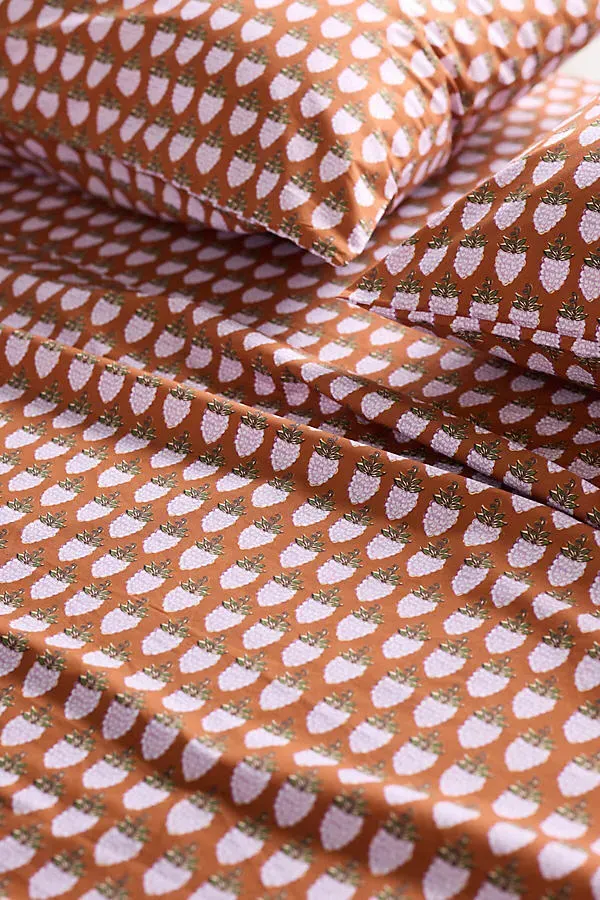 Standard Size Printed Sheet Set - Brown, Organic Cotton Percale product