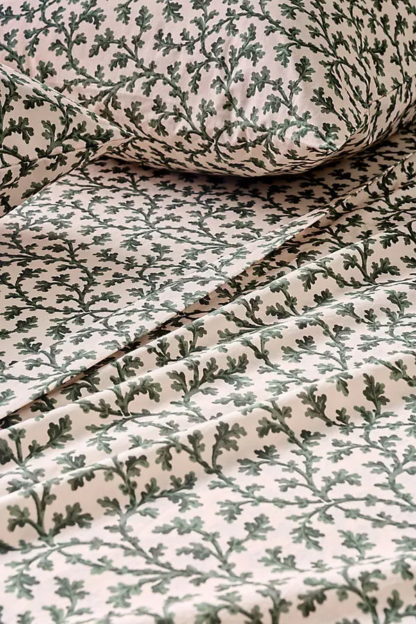 Standard Size Printed Sheet Set - Green, Organic Cotton Percale by Anthropologie, image 2