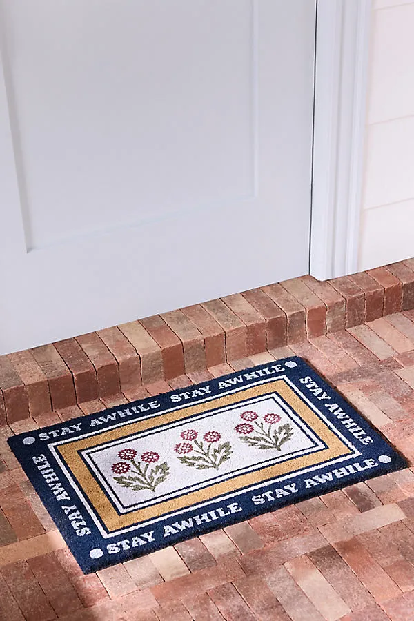 Stay Awhile Floral Printed Doormat - Coir product