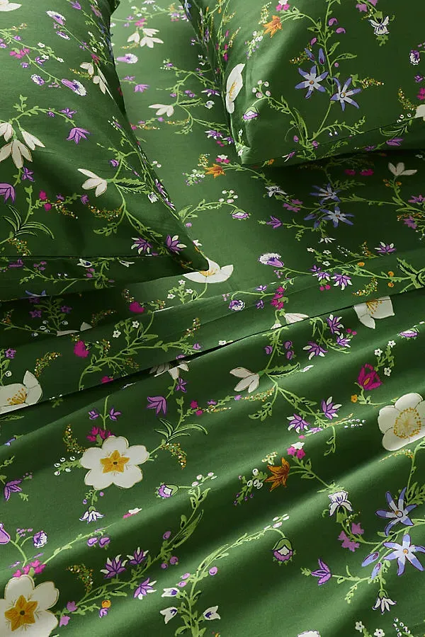 Std Organic Cotton Sateen Printed Sheet Set - Green by Anthropologie, image 2