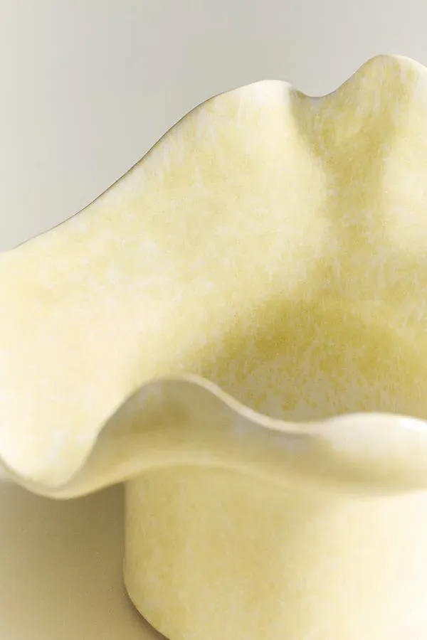 Stoneware Wavy Footed Vessel - Yellow product