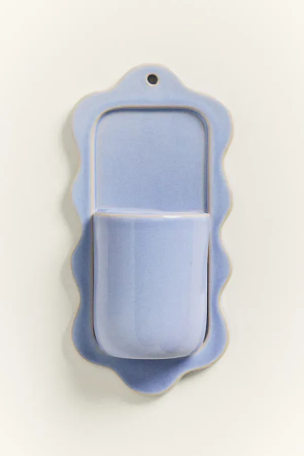 Stoneware Wiggle Wall Vase - Blue product