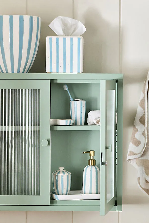 Striped Ceramic Toothbrush Holder - Blue by Anthropologie, alternate view