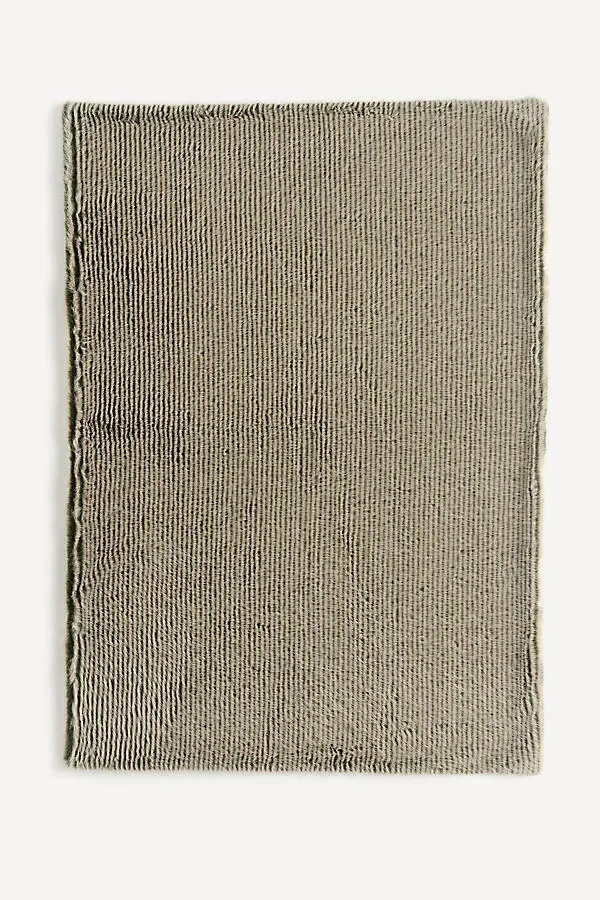 Striped Jacquard Faux Fur Throw - Green, Polyester by Anthropologie