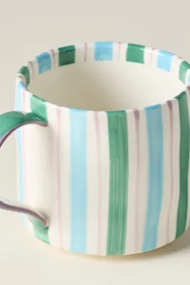 Striped Monogram Mug - Glazed Stoneware by Anthropologie, image 2