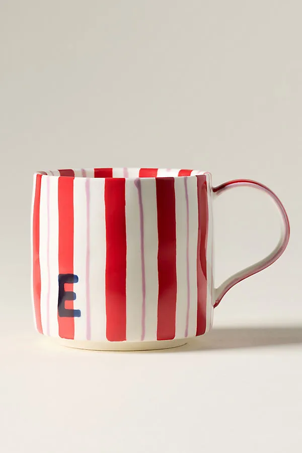 Striped Monogram Mug - Stoneware by Anthropologie