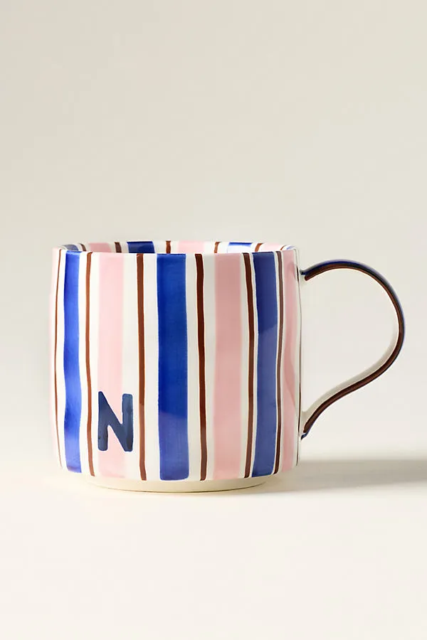 Striped Monogram Mug - Stoneware by Anthropologie