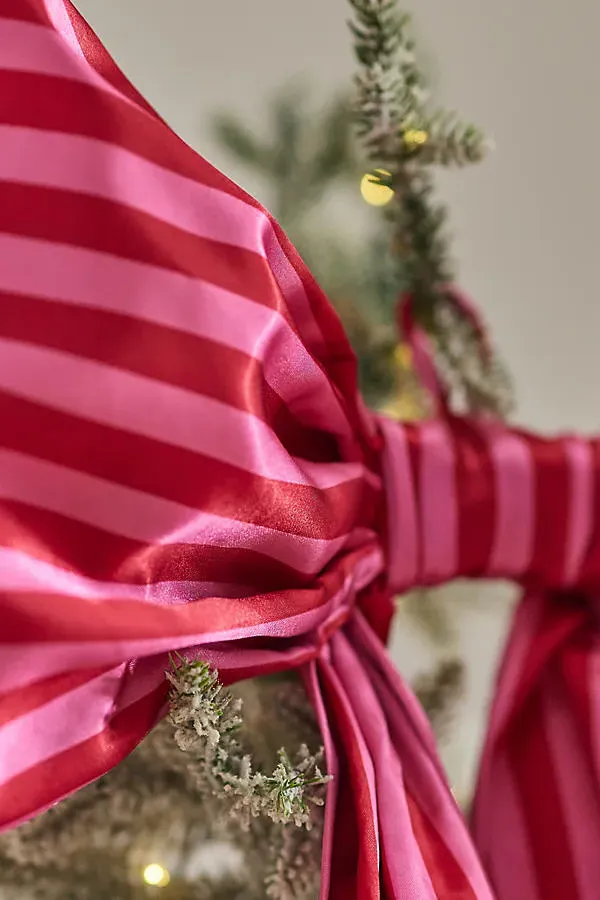 Striped Satin Bow Tree Topper - Pink, Polyester by Anthropologie, alternate view