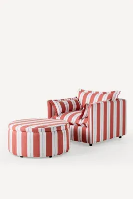 Sunbrella Stripe Large Storage Ottoman - Acrylic product
