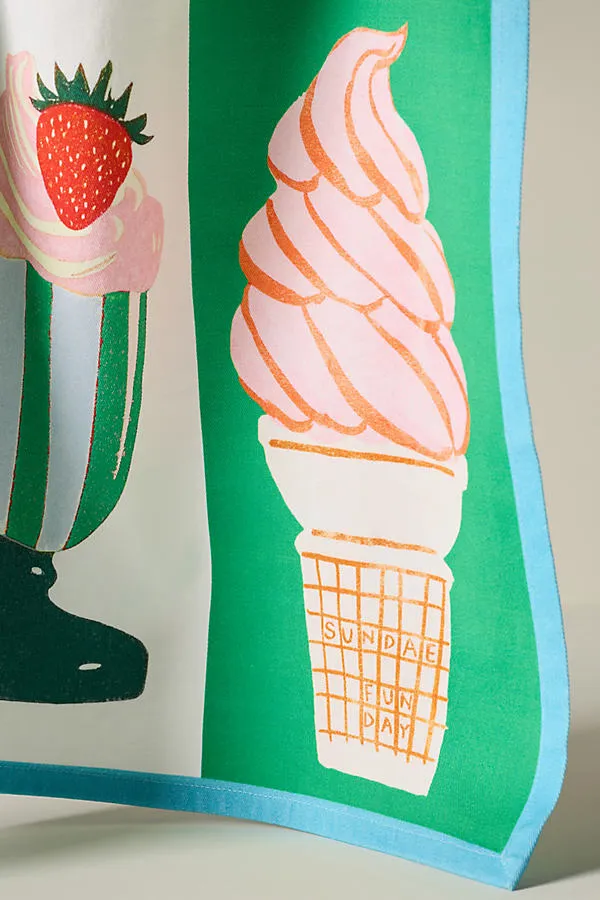 Sundae Funday Tea Towel - Green, Cotton product