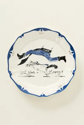 SWINK 12 Days of Christmas Dessert Plates - Blue, Stoneware by Anthropologie, image 2