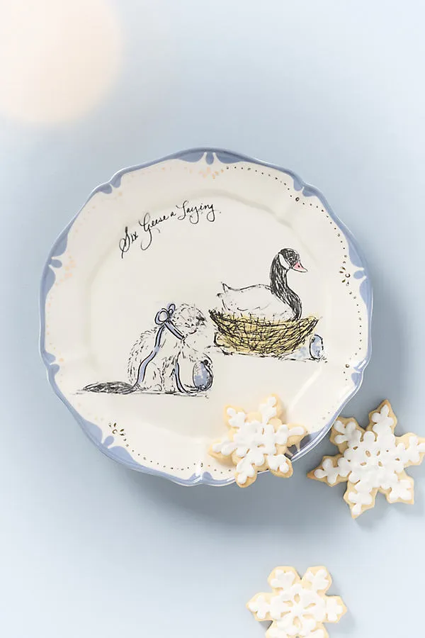 SWINK 12 Days of Christmas Dessert Plates - Blue by Anthropologie