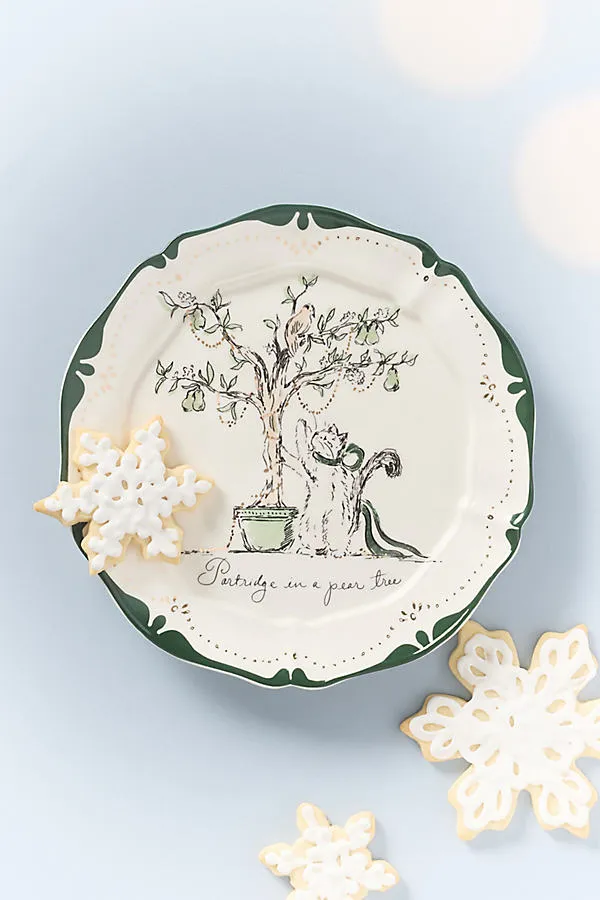 SWINK 12 Days of Christmas Dessert Plates - Green by Anthropologie