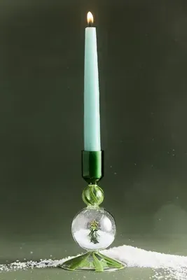 Swirl Glass Candle Holder - Green, Borosilicate Glass by Anthropologie, image 2