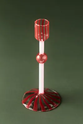 Swirl Glass Candle Holder - Pink, Borosilicate Glass by Anthropologie, alternate view