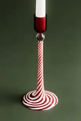 Swirl Glass Candle Holder - Red, Borosilicate Glass by Anthropologie, image 2
