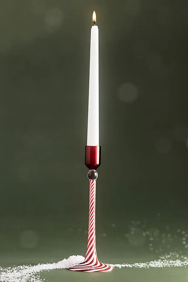Swirl Glass Candle Holder - Red, Borosilicate Glass by Anthropologie