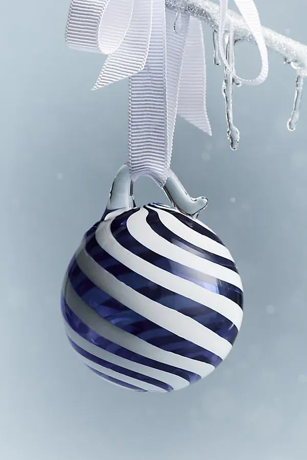 Swirled Glass Bauble Ornament - Blue, Borosilicate Glass by Anthropologie, image 2